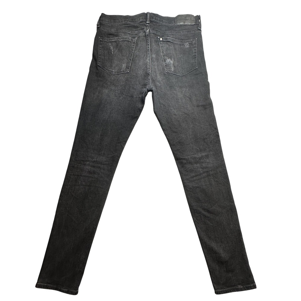 &Denim Jeans Mens 33x32 Black Skinny Distressed Ripped Stretch Denim Pants